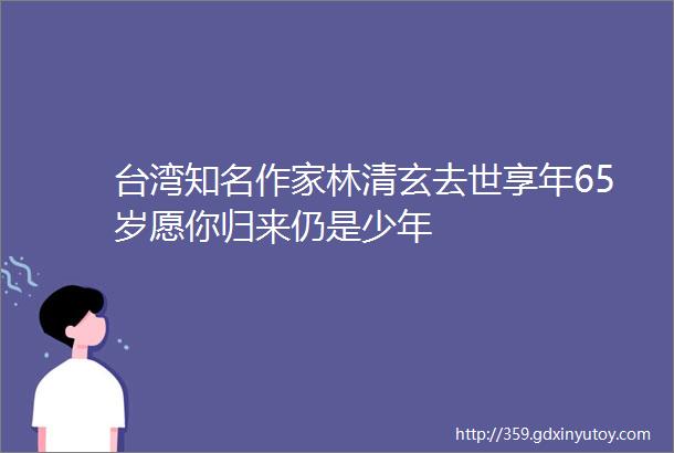 台湾知名作家林清玄去世享年65岁愿你归来仍是少年